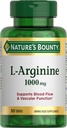 Natures Bounty L-Arginine 1000mg pour soutenir le flux sanguin et la fonction vasculaire – Non-OGM, sans gluten, 50 comprimés