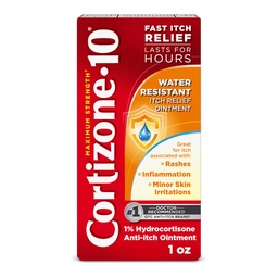 Cortizone-10 Maximale sterkte waterbestendig Itch Relief Ointment, 1% Hydrocortison, Fast-Acting, Anti-Itch Cream for Bug Bites, Rash, Eczema, Psoriasis, Poison Ivy, Oak, Sumac & More, 1 oz