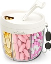 Schattige pildispenser met 7 grote afdelingen, draagbare pil fles Organisator met brede opening voor gemakkelijk gebruik, Anti-Mix pil Organizer voor reizen, BPA-vrije pil containers, wit