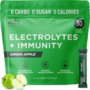 Keto Vitals Immunity Sugar Free Electrolytes Powder with Vitamin C, Ginger, Turmeric, & Elderberry - Boost Your Immunity System and Rehydrate Your Lichaam - Green Apple Flavor, 30 Tel.
