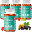 BIO VITALICA Sea Moss Gummies Elderberry BioVitalica - Vitamin C D + Zinc - Irish Seamoss Vegan Gummy with Sea Moss Gel & Powder for Immunity, Detox - for Adults and Kids (4Packs)