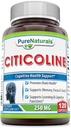 Pure Naturals - Citicoline Dieetsupplement - 250 Milligrammen - 120 Capsules - Ondersteunt hersenen gezondheid - bevordert beter geheugen en focus