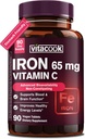 IJzersupplement voor vrouwen Mannen Hoge sterkte Iron 65mg met vitamine C 250mg 