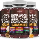 NIEUW AGE Paddestoel Leeuwen Mane Supplement Gummies - Uitgebreide paddo supplement met Reishi, Cordyceps - 180 Tellen