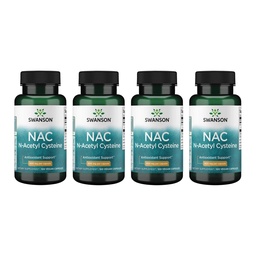 Swanson NAC - N-Acetyl Cysteine - Supplement 600 mg 100 capsules (4 verpakkingen)