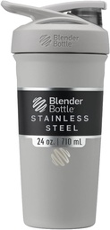 BlenderBattle Sport Geïsoleerde Roestvrij stalen Shaker Fles met Draad Whisk, 24-Ounce, Grijze, Proteine Shakes & Hydration voor atleten en fitness liefhebbers, Gemakkelijk mengen, Houdt Dranken Koude, afsluitbare deksel