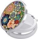 Nipichsha Pill Box, Small Pill Case for Purse & Pocket, Cute Travel Medicine Organizer, Portable Medicine Container Holder to Hold Vitamins, Medication, Fish Oil & Supplement, Mandala Flower