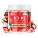 Vitamine D3 K2 Gummies w/Magnesium Sugar Free - 90 Count 