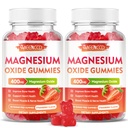 2 Pack Magnesiumoxide Gummies 400mg, Kauwbaar Magnesiumoxide supplement voor volwassenen & kinderen, zenuw & spierondersteuning, non-GMO, suikervrije, aardbeien smaak, 120 Tel.