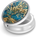 Pill Box-3 Compartiment kleine pillen geval voor Purse & Pocket Mini metalen pil houder Travel Pill Container te houden Supplementen Vitaminen BPA-Free (Amandelbloesem-Van Gogh)