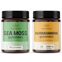 HERBAMAMA Sea Moss and Ashwagandha Kit - Lot de 1600 mg Sea Moss avec bladderwrack et les gommes à racines d'Ashwagandha - Vegan, non-OGM, sans gélatine - 2 packs