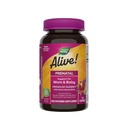 La nature est vivante ! Multivitamine gommy premium prénatale, folate de haute puissance, DHA à base végétale, végétarien, fraise et citron, 75 gommies