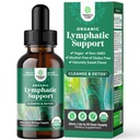 Gouttes de drainage lymphatique biologique certifiées - Nettoyant lymphatique à base de plantes et supplément de soutien immunitaire avec extrait d'échinacée et de trèfle rouge - végétalien non OGM sans alcool et sans sucre - 30 portions