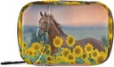 Zonnebloemen Field Horse Pill Organizer Case Bloemen Dieren 7 Dagen Reizen Pill Box met Zipper draagbare Wekelijkse Vitamine Medicine supplement houder Pouch Bag