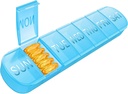 Organisateur hebdomadaire de pilules 1 fois par jour, boîte à pilules de voyage 7 jours Extra gros compartiments Porte-vitamine, contenant quotidien de pilules 7 jours XL Distributeur de médicaments pour l'huile de poisson cas (bleu)