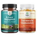 Bundle of Liver Cleanse Detox & Repair - Silymarin Milk Thistle with Dandelion Root Choline Beetwortel Artichoke Extract and Turmeric Curcumin Gummies with Black Pepper Curcumin Powder for Joint Support