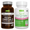 Vegan Omega-3 + Super B12-Complex 1000mcg Vegan Bundle, Sustainable EPA & DHA Algenolie 1340mg + Hoge Absorptie Sublingual Vitamine B12 Met Methylcobalamine, Adenosylcobalamine & Hydrooxocobalamine, door I