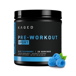 Kaged Sport Pre Workout Powder for Men & Women, Blue Razz, Sport Certified, 188mg Cafeïne, Nitric Oxide Supplement, Beta Alanine for Energy, Weightlifting, Cardio Endurance & Strength, 20 porties