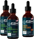 E2H: Chlorofyl Liquid Drops (2 Pack - 4 Fl Oz) en Liquid Turmeric Curcumin (Single Bottle - 2 Fl Oz)