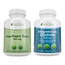 Pure Holistische Hawthorn Berry 665mg + Magnesium Glycinate 400mg + 150 Capsules & 270 Tablets - Vegan Bundle - Made in The USA