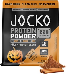 Poudre de protéine Jocko Mölk Whey - Keto, probiotiques, herbe, enzymes digestives, acides aminés, mélange de fruits sans sucre - soutient la récupération et la croissance musculaires (Pumpkin Nouveau)