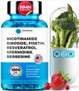 Liposomal Nicotinamide Riboside NR Supplément Resveratrol NAD : Nicotinamide 500mg avec/Fistérine, Poudre de Resveratrol Spermidine Berberine NAD Resveratrol Supplément 500 mg - 60 capsules 1 Pack