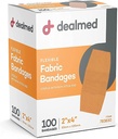 Dealed Stof Flexibele hechting Bandages met Non-Stick Pad, Latex Gratis, Wound Care voor EHBO Kit, 2" x 4" (box van 100)