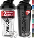 VELOMIX -2 Pack- 28 oz Protein Shaker Flessen voor eiwitmixen - 2x Wire Whisk 