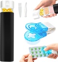 Wekelijkse 7 dagen pil Organisator, Licht Beschermd Vochtbestendig, Pill Taker, DKYEUD Travel Daily Pill Box, Cute Pill Case voor Vitaminen, Geneesmiddelen, Supplementen, Visolie, Zwart en Wit