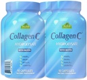 CollageenC Hydrolysaat - Collageen Capsules 4 verpakkingen met Biotine & Vitamine C - 60 capsules per fles voor huid, haar, nagels, immuun & gezamenlijke ondersteuning - 4 verpakkingen