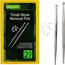 Airgoesin 2st Tonsil Stone Verwijdering Kies Tonsilolith Premium Tool Roestvrij staal Orale Cleaner met 10 zachte Siliconen Caps