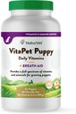 NaturVet VitaPet Puppy Daily Vitamins Plus Ademhulp voor Puppies, 60 ct tijd release, Kauwtabletten, Made in The USA with Globally Source Ingredients