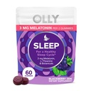 OLLY Sleep Gummy, 3 mg Melatonine, L-Theanine, Kamille, en Citroen Balm Extracten, Blackberry smaak, 30 dagen levering - 60 Tellen