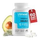 Vitamine D3 met K2-5000iu Vitamine D en 100 mcg Vitamine K Supplement in één capsule voor maximale biologische beschikbaarheid - Verbetert Calcium Absorptie voor Cardiovasculaire, Immune en Bone Health (60 capsules)