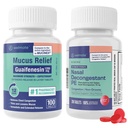 WELKE Respiratory Relief Bundle: Maximale sterkte Guaifenesin 1200 Mg Slijm Relief (100 Bi-Layer Tablets) + Fenylefrine HCl 10 mg Nasal Decongestant PE (200 tabletten) Sinus, Koude & Allergie Ondersteuning