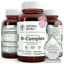 Complexe naturel Nutra Vitamine B avec Niacine, Folate, Thiamine, Biotine, Soutient la santé du système nerveux, Promote le métabolisme, la peau, la santé des yeux et des cheveux, Complément alimentaire entier, 120 Capsules végétariennes