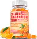 Calcium Magnesium Zink Gummies with D3 &B6 &K2,1000mg Calcium Gummies with 300mg Magnesium Support Immune Energy for Adults and Teens, Sugar Free(60 Count)