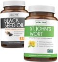 Black Seed Oil & St. John's Wort (1-maand supply) Serene Blend Bundle of Black Seed Oil (60 capsules) Cold-Pressed Nigella Sativa & St. John's Wort (60 capsules) with Powerful 900mcg Hypericine