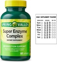 Spring Valley Super Enzyme Complex Dieetsupplement voor Digestieve Ondersteuning, 60 Capsules + Dagelijkse Supplement Tracker Sticker