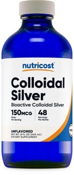 Nutricost Colloïdaal Zilver 8oz - Kobaltblauwe glazen flessen, Bio-Active Colloïdaal Zilver