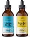 HERBAMAMA Herbal Liquid Drops Kit - Bundle of Stinging Nettle & Dandelion Root Tinctuur 4 fl oz - Vegan, Non-GMO, Sugar & Alcohol-Free - 2 Pack