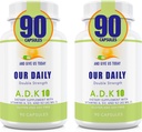 Onze dagelijkse Vites ADK 10 dubbele sterkte (10.000 ie) Vitaminen A1, D3 & K2 (als MK7) - Arts Geformuleerde Bone & Immuun System Support - Glutenvrij, niet GGO - 180 Vegetarische Capsules