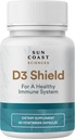 Sun Coast Sciences D3 Shield - Vitamine D3 5000 IE voor Immune Support en Botgezondheid 60 Vegetarische Capsules K2 met 180 mg Calcium Carbonaat Maximale Absorptie