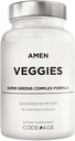 Amen Veggies, Daily Veggies Vitaminen Supplement, Groenten Vegan Blend & Whole-Food Raw Greens Multivitamine Capsules, Mushroom Complex, Superfood, Mineralen, Groene plantaardige voedingsstoffen, Non-GMO, 90 ct