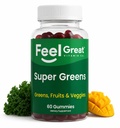 Super Greens Gummies - Supplément Green Superfoods avec épinards, brocolis, Kale, racine de betterave, fraise pour le soutien immunitaire - Supplément Fruits et Légumes - Saveur de pastèque, 60 Gummies