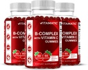 Vitamatic Vitamine B Complex Gummies met vitamine C & Inositol - natuurlijke aardbeiensmaak - 60 Gummies (3 flessen)