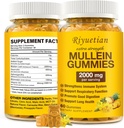 Mullein Gummies, 2000mg Organic Mullein Leaf Extract for Clear Longs, Boost Respirator & Digestief, Immune Booster for Adults & Kids, Allergie Friendly, Non-GMO, 60 Gummies