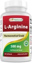 Best Naturals L-Arginine 500mg 250 Capsules - Pharmaceutical Grade L supplément d'arginine favorise la synthèse d'oxyde nitrique