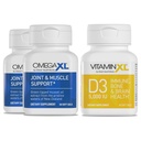 OmegaXL Joint Support Supplement - Natural Muscle/Immune Support, 60 Softgels (2 Pack) & VitamineXL D3 High Potency Daily Vitamine D 5000 IE 125mcg Supplement (30 Softgels)