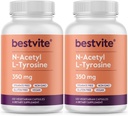 BESTVITE N-acétyl L-tyrosine 350 mg (NALT) (240 gélules) (120 x 2) - Pas de stéarate - Non OGM - Sans gluten